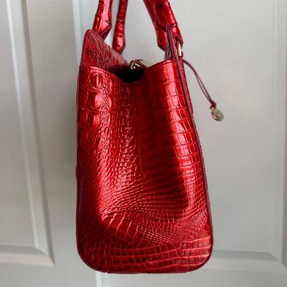 Brahmin Small Finley Satchel Embrace Red Ombre Melbourne Leather - Picture 3 of 8